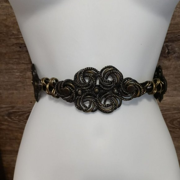 Metal and leather adjustable Bohemian women's belt - Picture 1 of 5